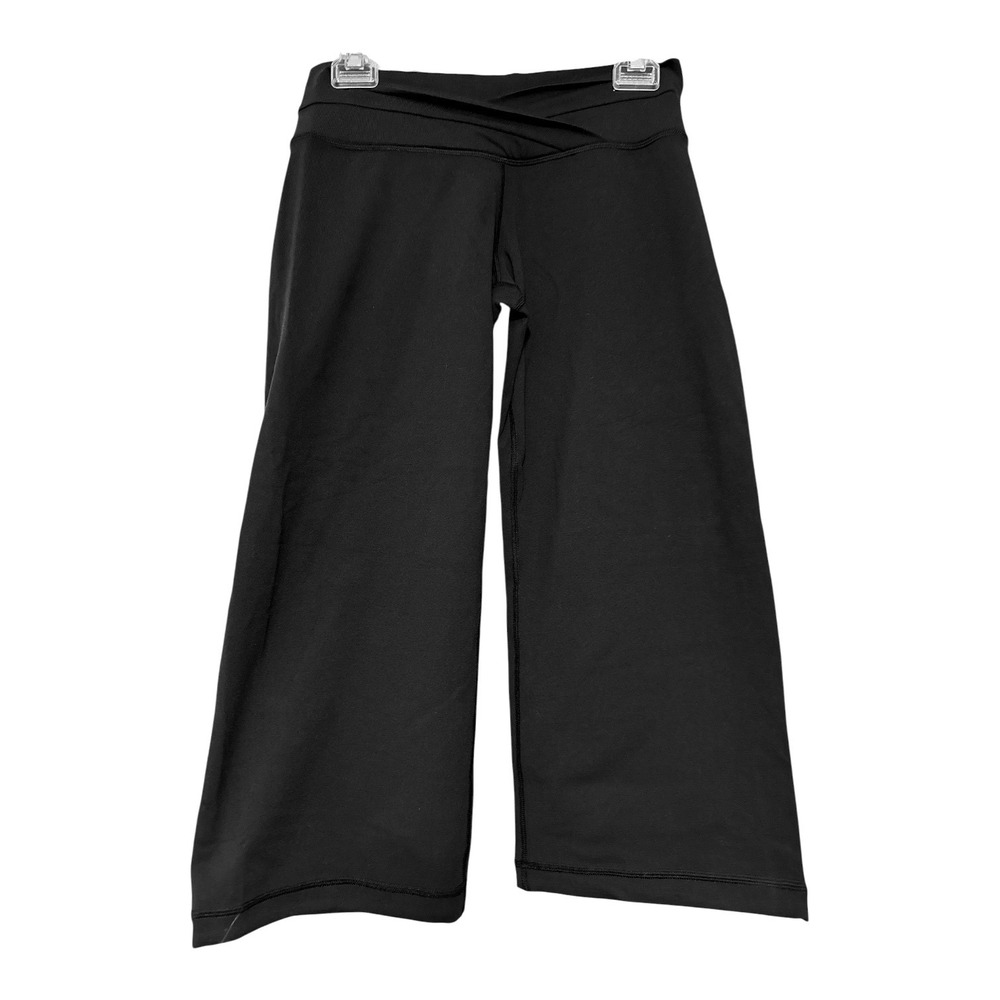 Lululemon Dharana Crop Pants Black Luon Crossover Waist Yoga Athletic Size 6 NWT